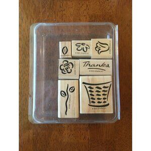 Stampin' Up Rubber Stamp Set BASKET OF BLOSSOMS Flowers Thanks 1999 Scrapbooking